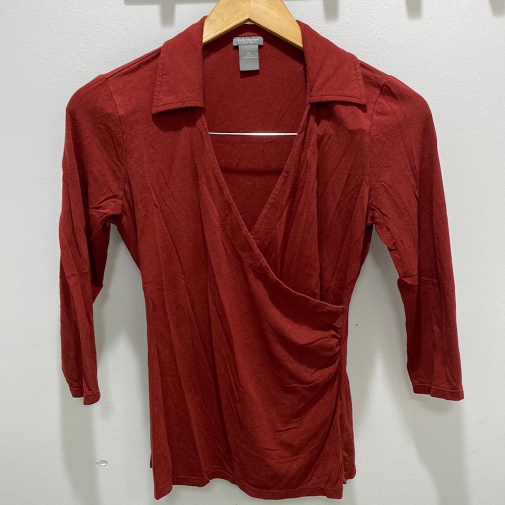 Ann Taylor wrap top red size small petite - very flattering style